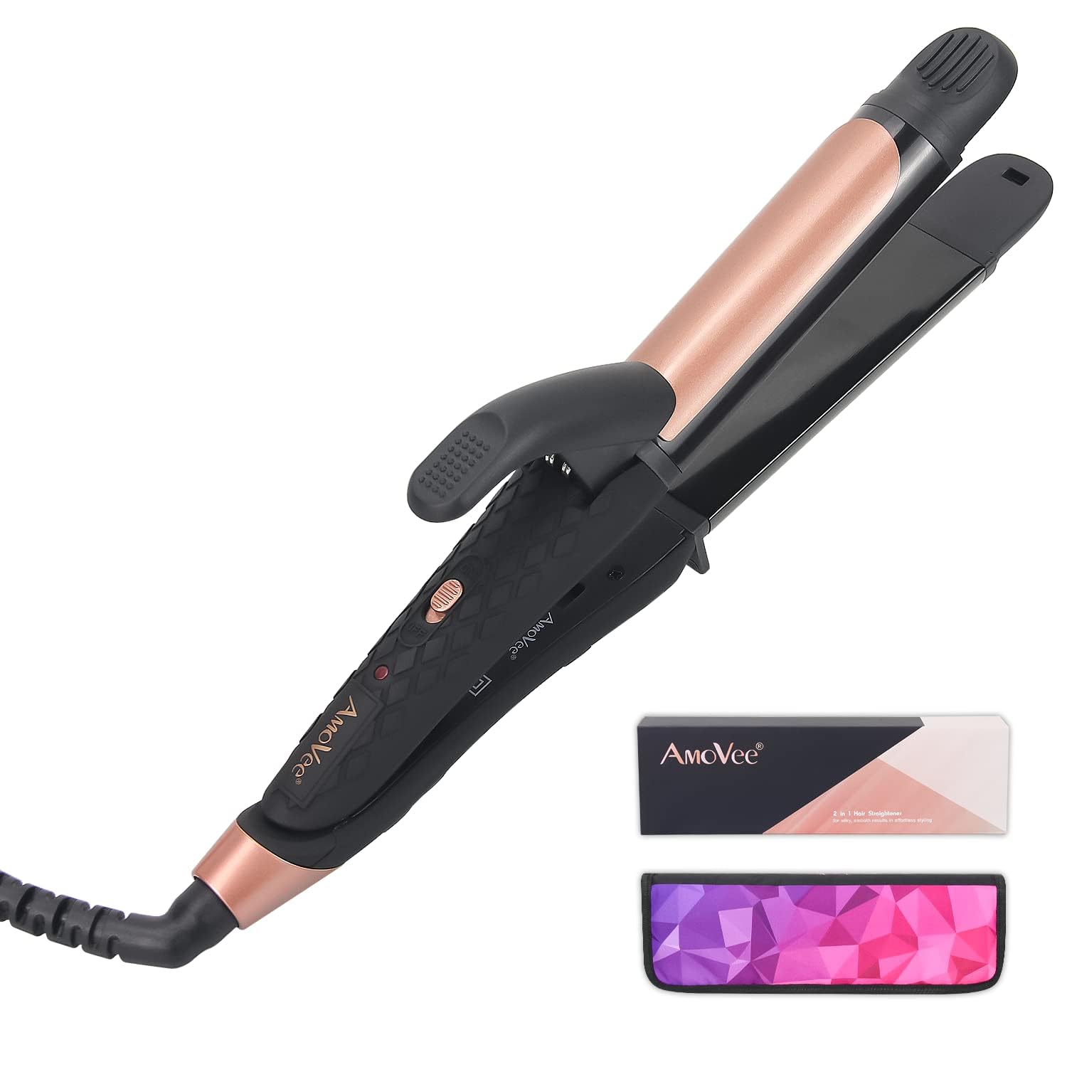 AmoVee Curling Iron Brush & 2 in 1 Travel Curling Iron