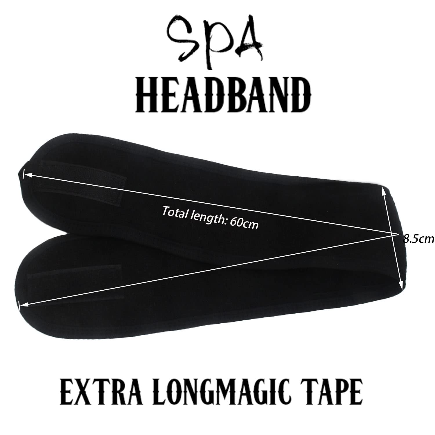 Spa Headband - 3 Pack Adjustable Facial Headband, Women Facial Makeup Head Band Head Wraps for Shower Washing Face (Black) - Image 3