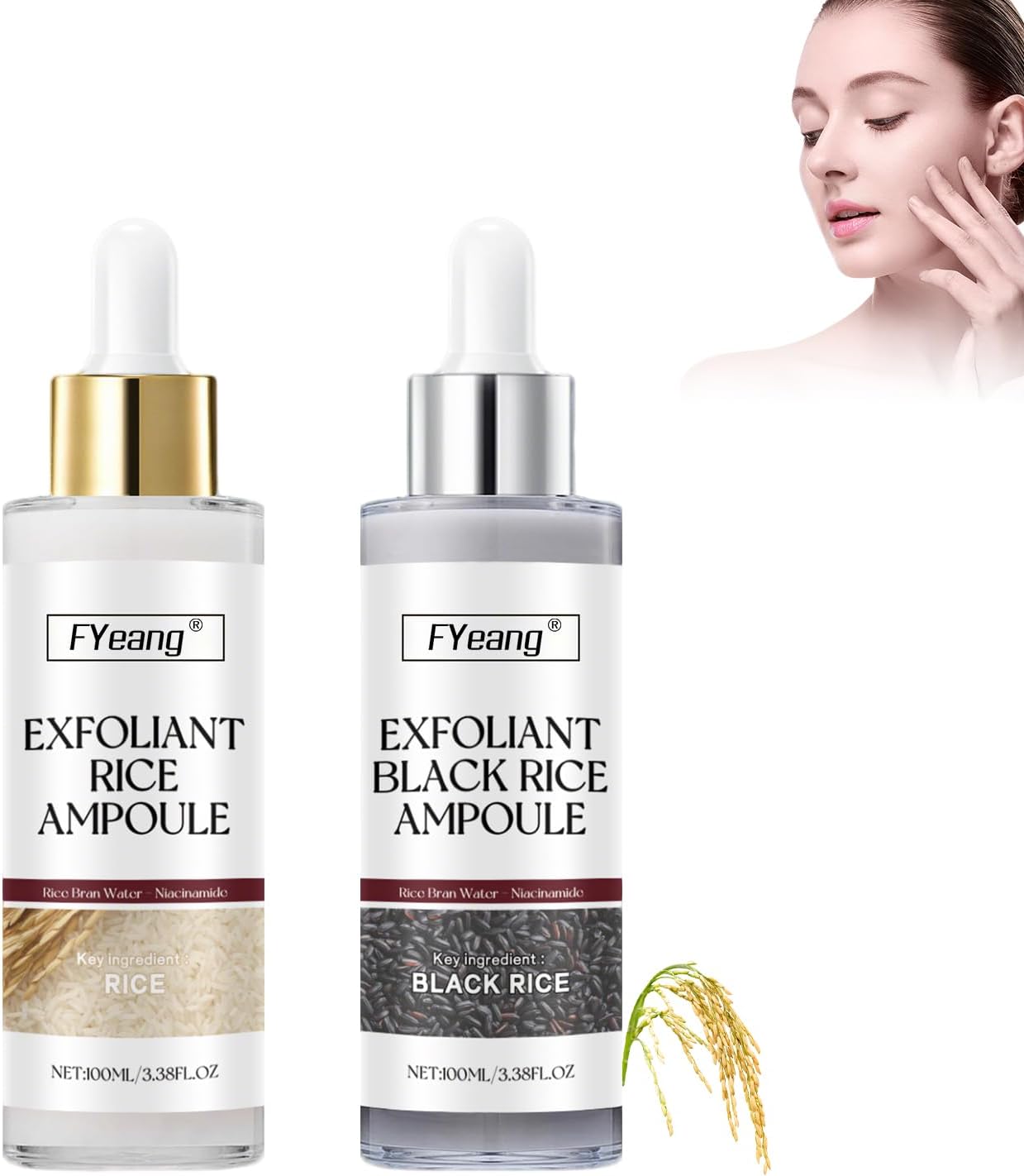 FYeang® Black and White Rice Peel, Peel Shot,Facial Care Essence, Essential Oil Extraction, Cleanse Skin Dead Skin Cells, Blackheads Remover for All Skin Types