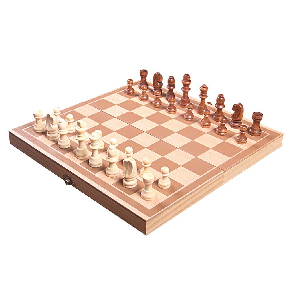 MYBA Scacchiera Scacchi Scacchi in Legno massello Set Elevata Qulity 19.2 * 29.6cm in Legno International Scacchi Set da Tavolo da Tavolo Portatile Pieghevole Scacchiera Regalo