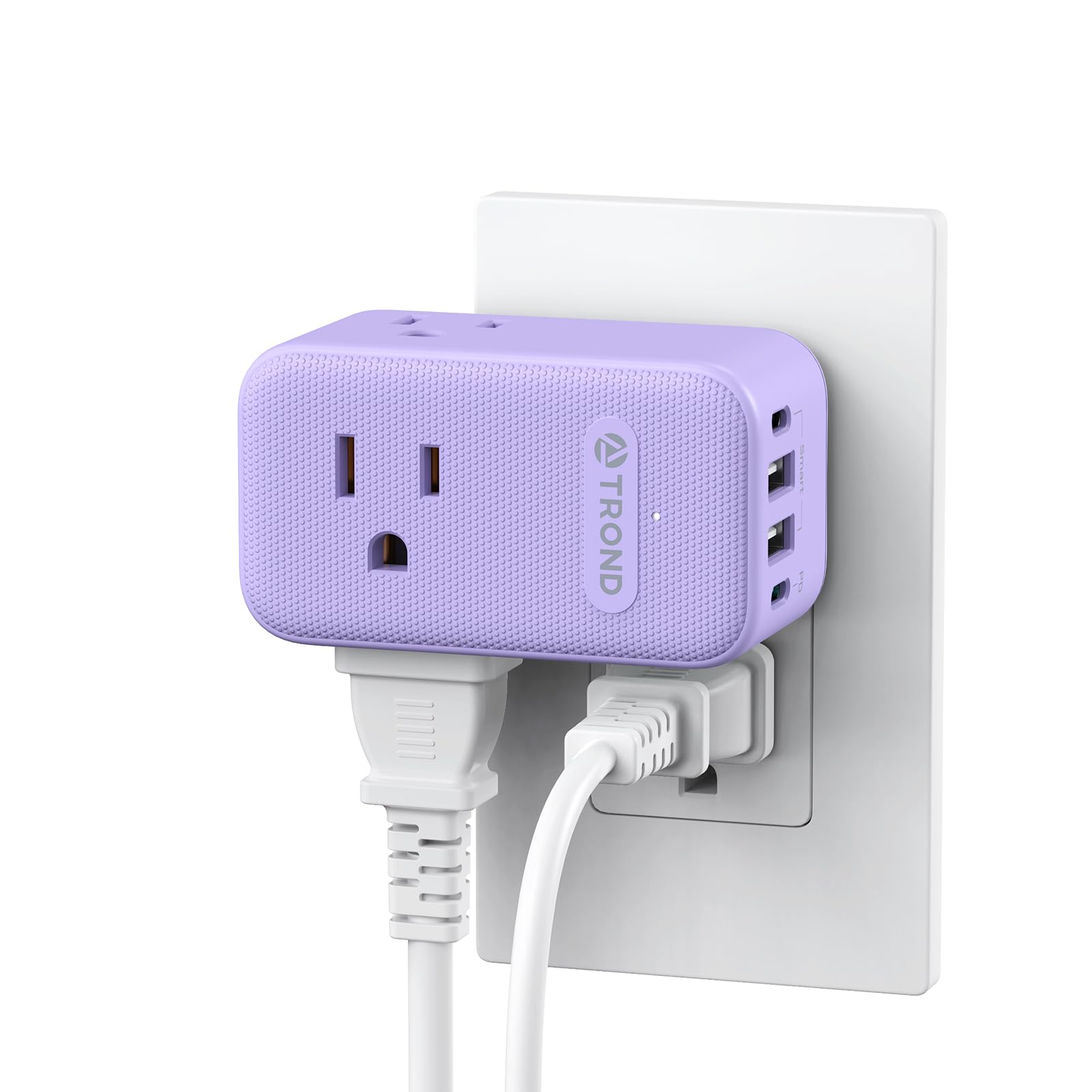 【OUTLET】SOLID MINIFAT 5.6 Purple TROND Multi Plug Wall Outlet, 3 AC Outlet Extender with 360