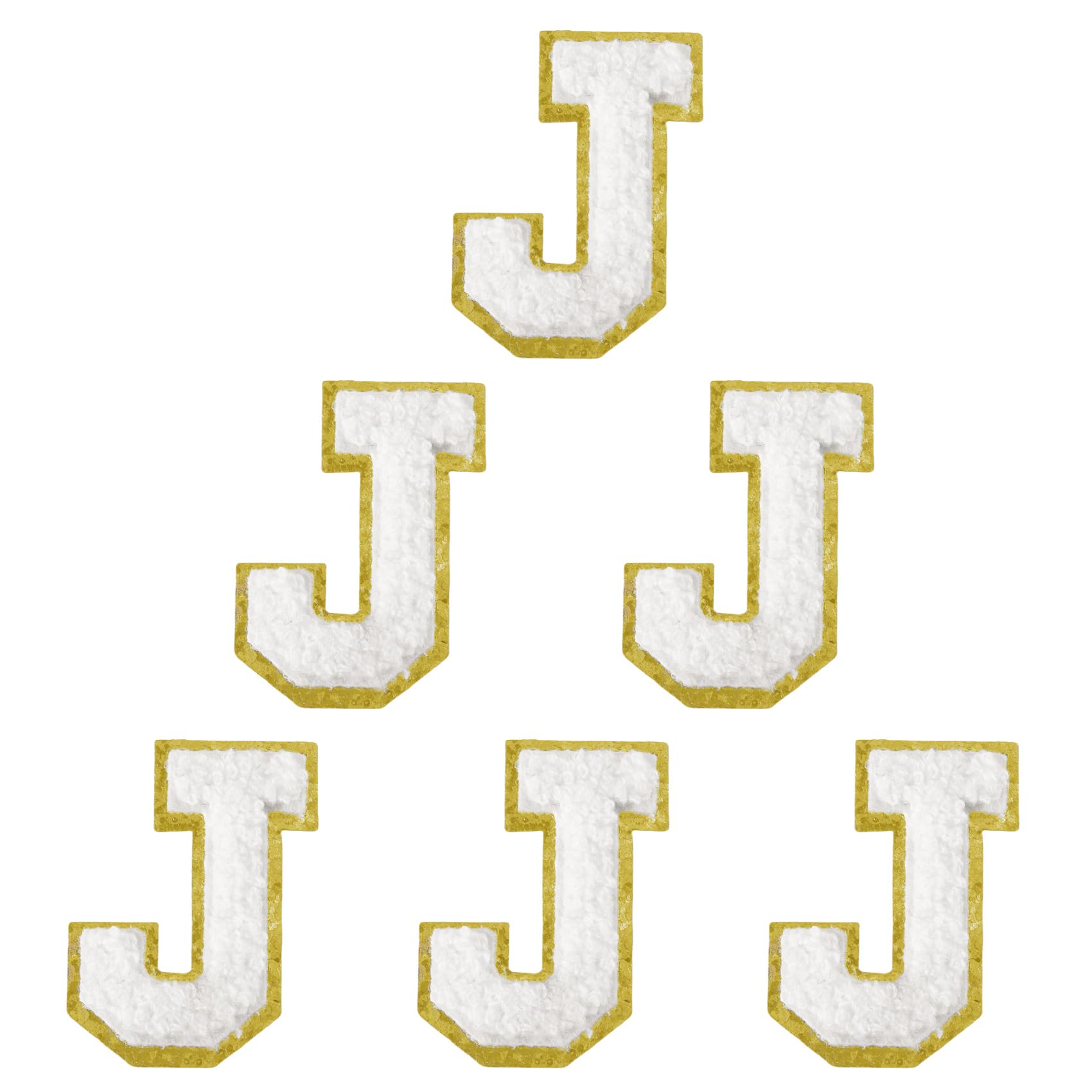 Aganmi 6Pcs Self Adhesive Chenille Letter Patches Preppy 2inch A-Z Varsity Letter Patches Sew On Embroidered Repair Patch for Clothes Hats Bags Letter