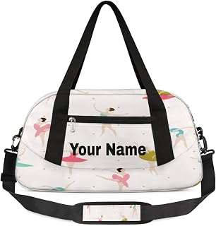 Personalized Cartoon Ballet Sport Duffel Bag Custom Name Kids Gym Bags Carry On Travel Bag Weekender Overnight Bag for Boys Girls Teens