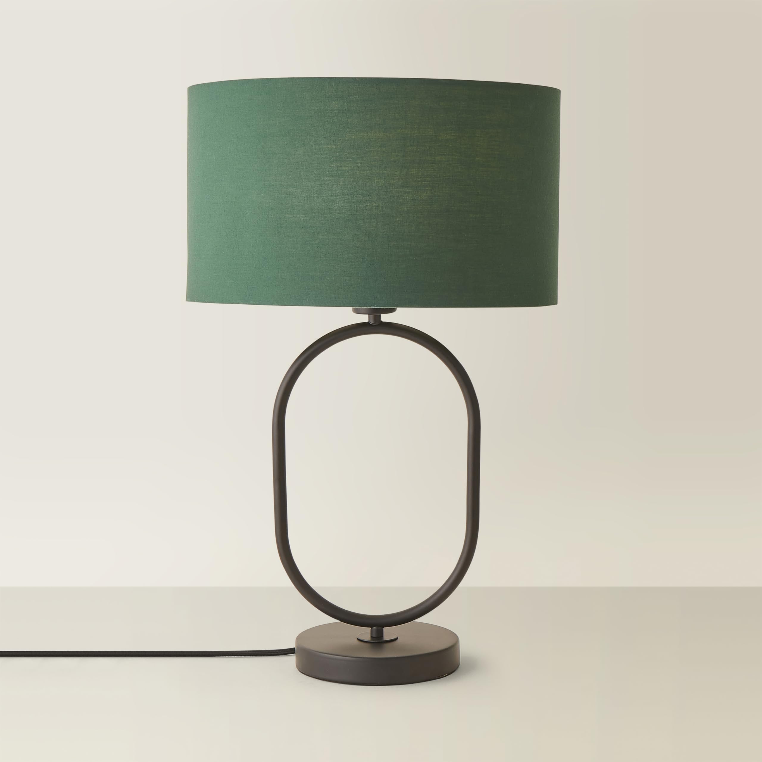 ValueLights | Antonia Forest Green Fabric Drum Lamp Shade Matte Black Oval Table Lamp | Table Lamps, Home Décor & Improvement Essential