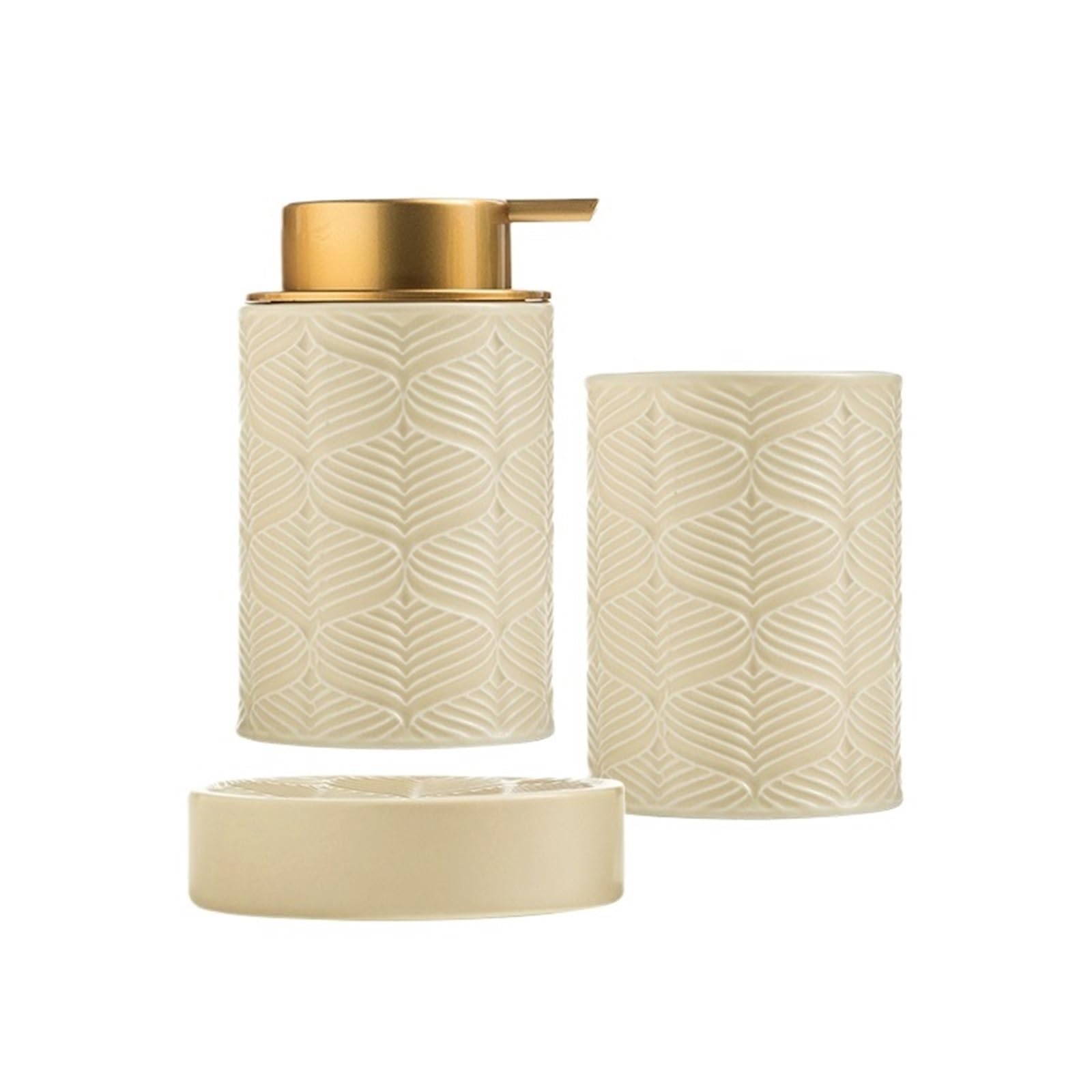 Soap Dispenser Creative Ceramic Bathroom Three-piece Set Including Soap Dispenser, Mouthwash Cup And Dish