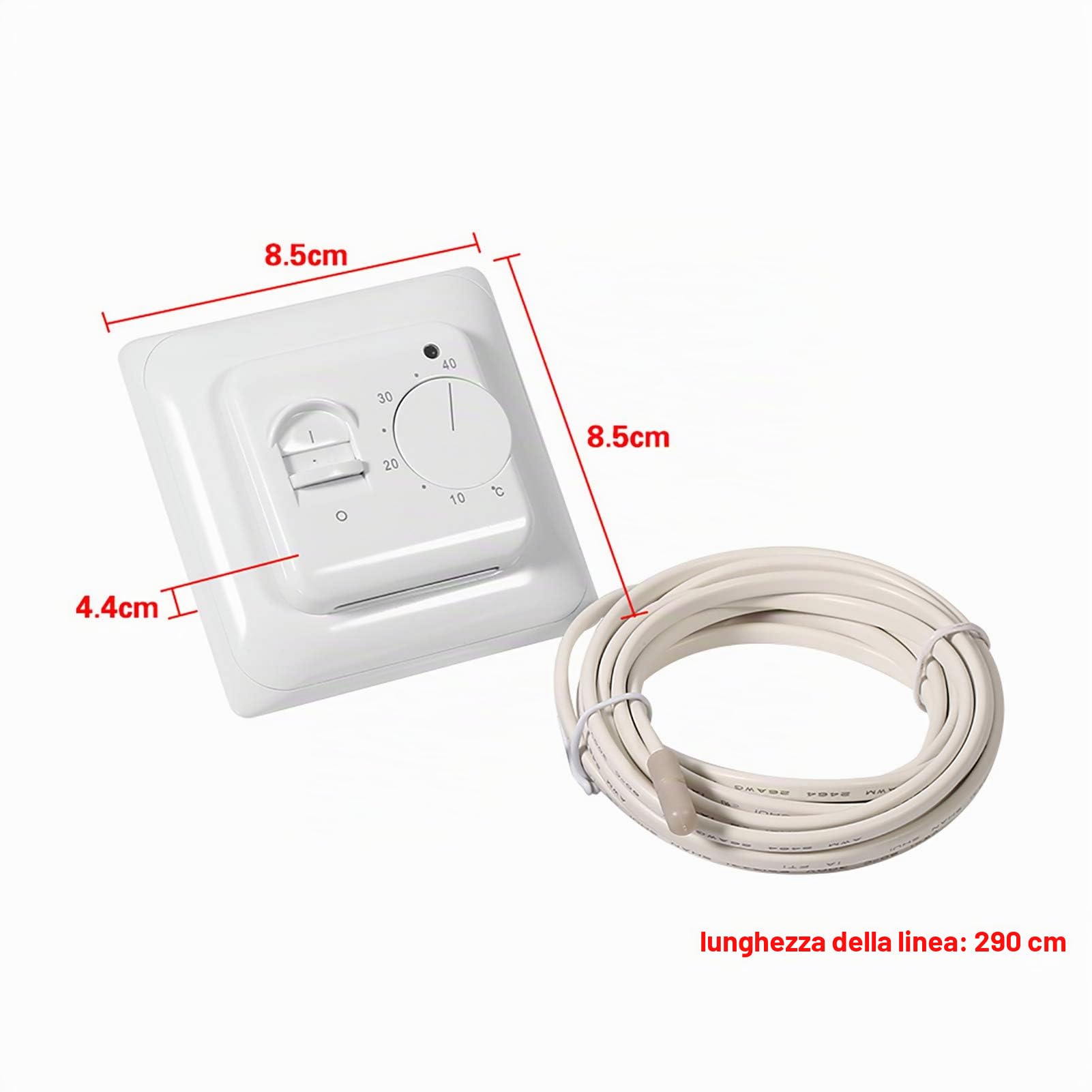 DEWIN Termostato Meccanico per Ambienti,16A 230V Termostato Meccanico Termoregolatore Meccanico Termostato Ambiente con Sonda da 2,9 m