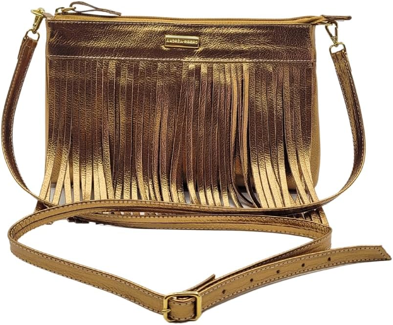 Bolsa Feminina Transversal Couro Legítimo de Franja Country Alça Regulável