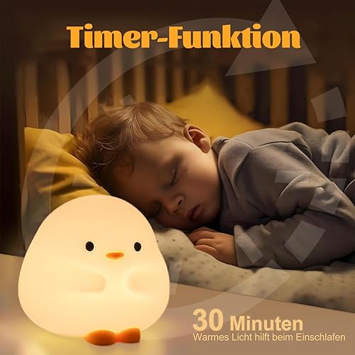 Miniatura 4 de Dudu Duck - Luz nocturna de silicona súper linda, recargable por USB, batería de larga duración, control táctil, brillo regulable para niños,