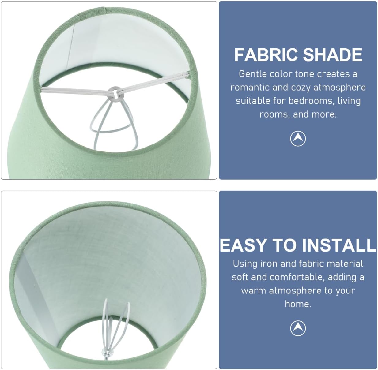 ULTECHNOVO 5.51 Inch Clip-on Fabric Lampshade for Table Lamps Wall Sconces Light Cover Soft Green Lamp Shade Replacement for Cozy Home Decor