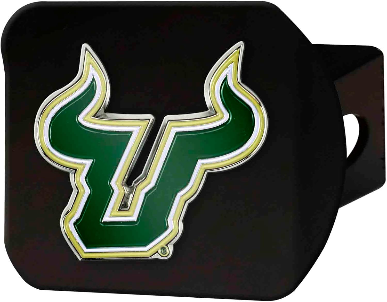 FANMATS 31106 University of South Florida Black Metal Hitch Cover - 3D Color Emblem with Metal Chrome 3D Logo Emblem – Easy Installation on Truck, SUV, Car - Ideal Gift for Die Hard NCAA Fan