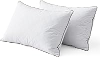 Vista 4 de Juego de 2 almohadas de plumas de ganso y plumón blanco, colección de hotel para dormir, tamaño Queen