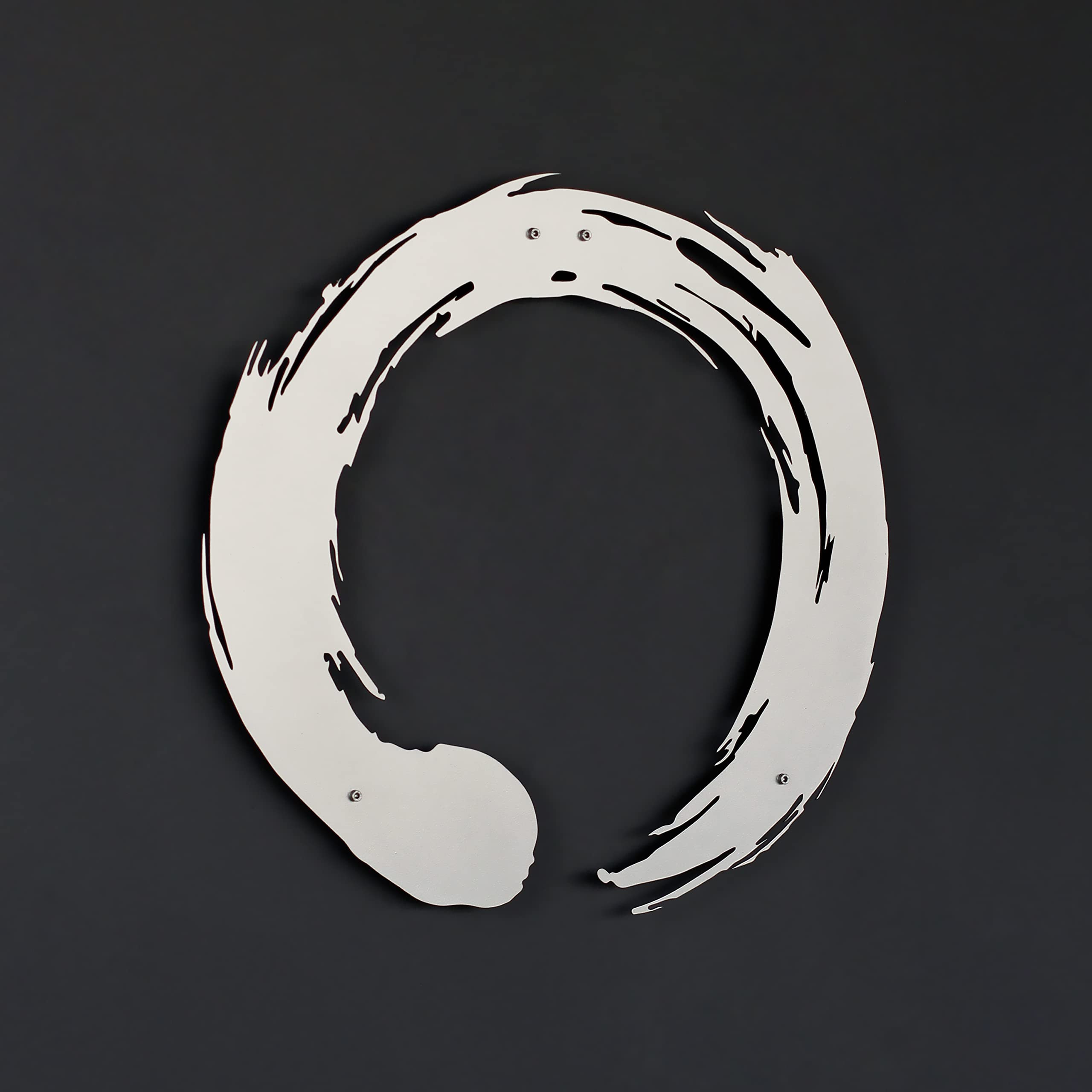 iwa concept Enso Zen Circle Metal Wall Art, Silver, 48.3L x 48.3W cm - Image 2