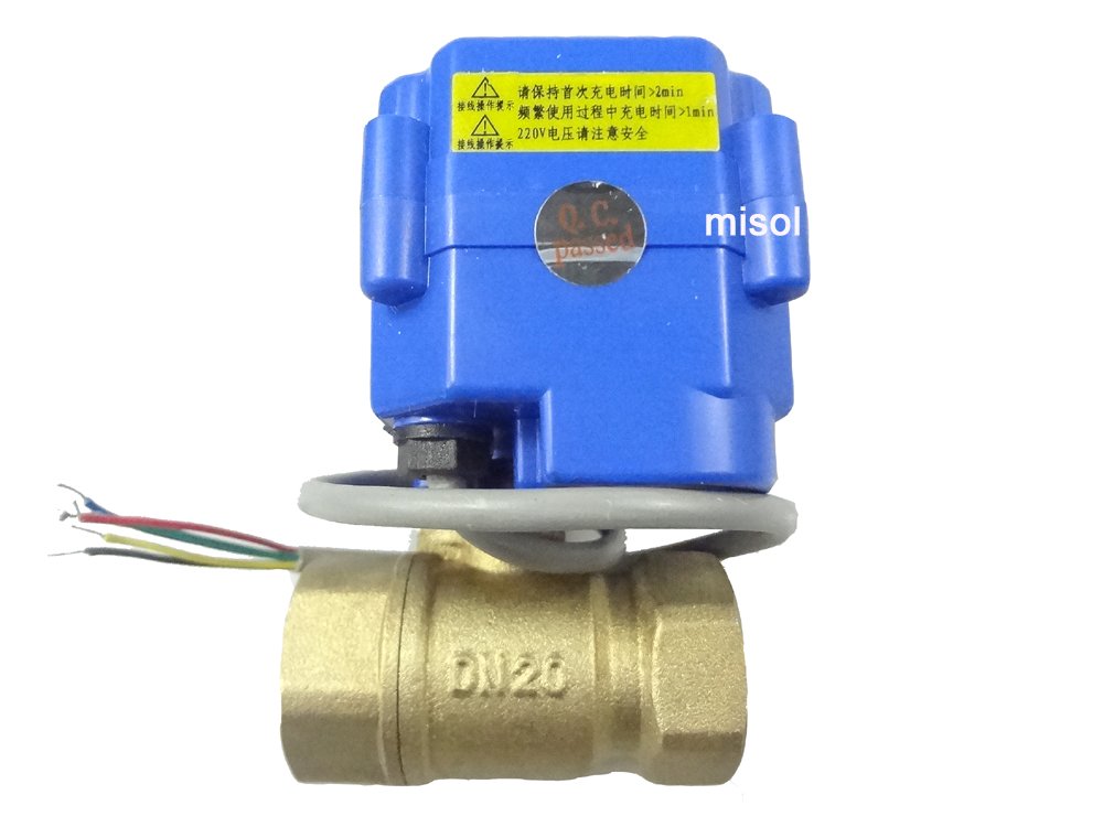 MISOL 1 pcs of motorized valve brass, G3/4" DN20, 2 way, CR05, 12VDC, electrical valve, motorized ball valve/Valve à boisseau motorisé, vanne électrique/Soupape à bille