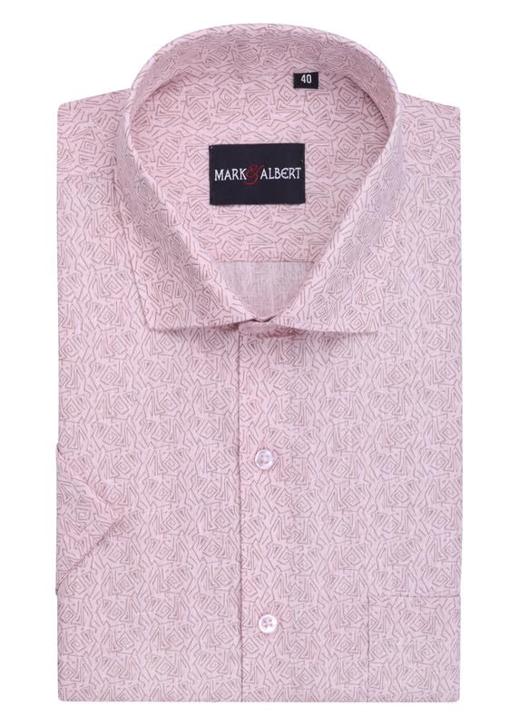 Image of Mark & Albert Men's Half Sleeve Cotton Linen Shirt Blue