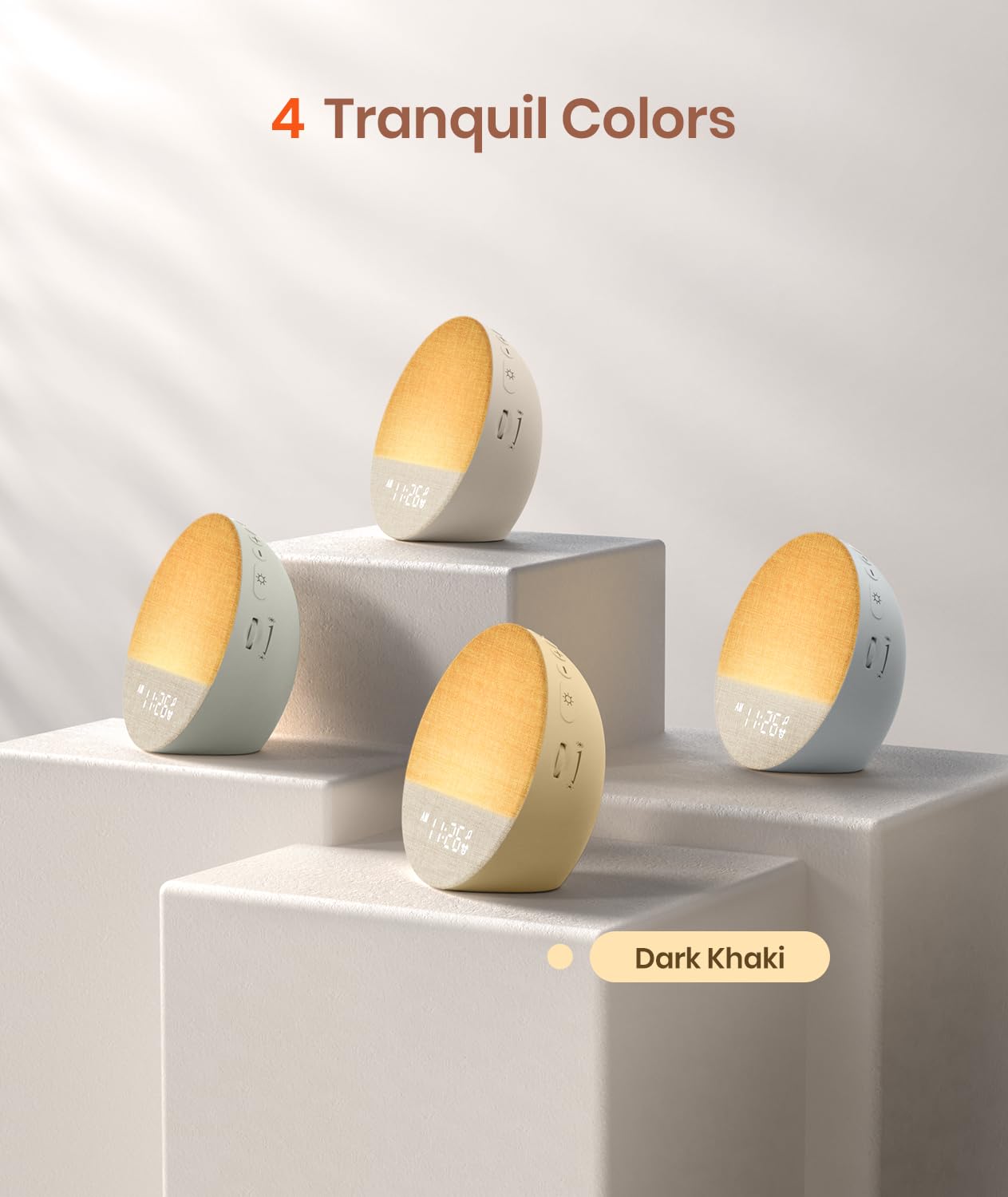 Dreamegg Despertador de luz diurna con simulación de amanecer, reloj de alarma con ruido blanco, dispositivo de ruido blanco con 29 sonidos relajantes, luz nocturna regulable 9 RGB para dormitorio
