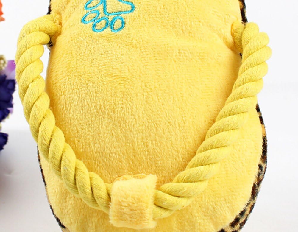 PANDA SUPERSTORE Creative Slipper Shaped Knot Rope Ball Chew Dog Puppy Toy Pet Chew Toy Yellow