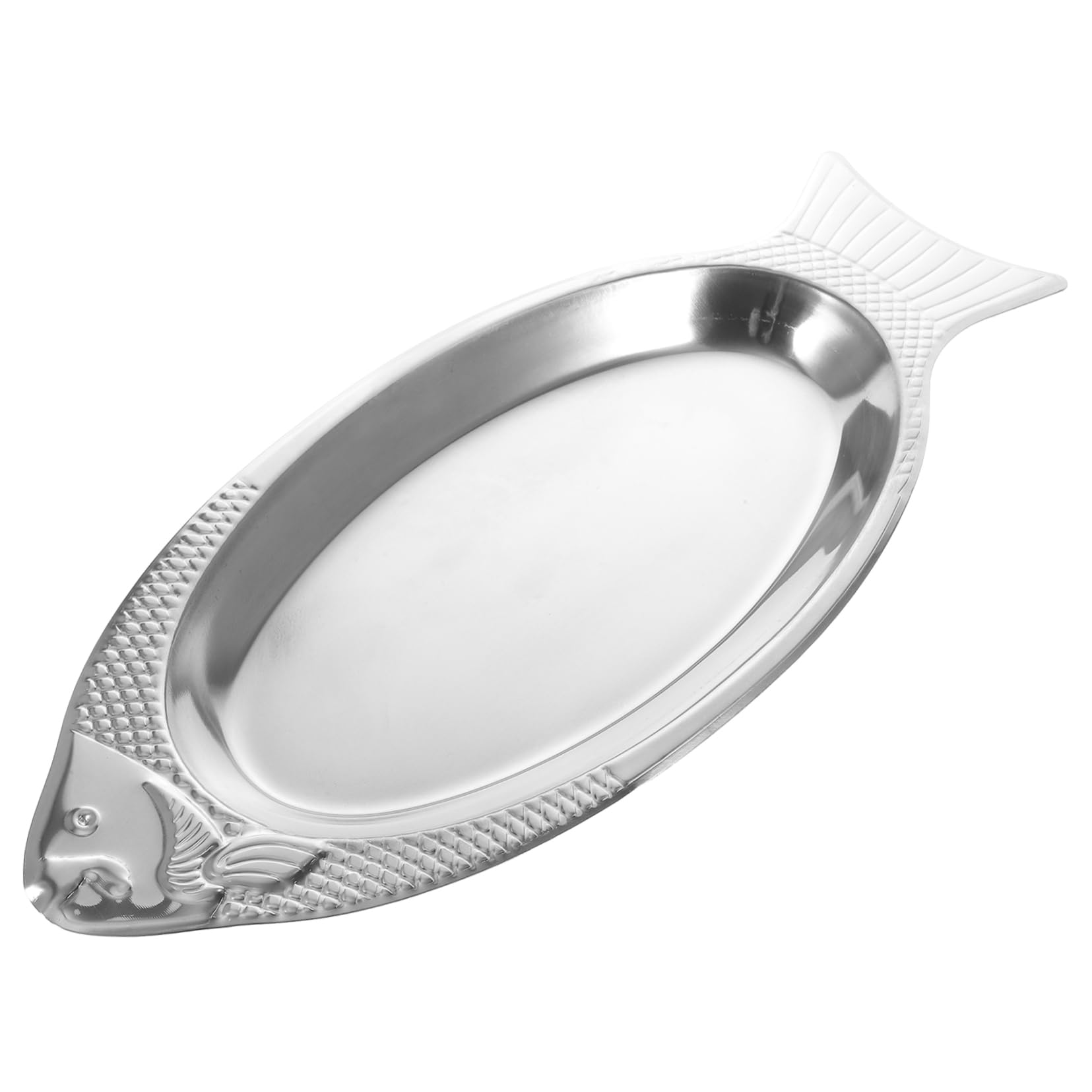 MUCKLILY 1Pc Fish Shaped Stainless Steel Dish Decorative Fish Tray for Steaming Serving Ergonomic Design for Household Use
