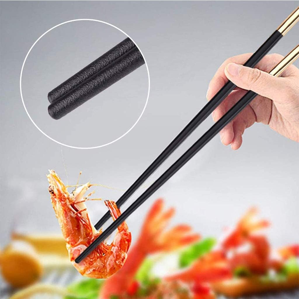 baguette coréenne baguettes japonaises Baguettes, cadeau de 10 paires de baguettes rondes japonaises et coréennes, baguettes en fibre de verre noire réutilisables