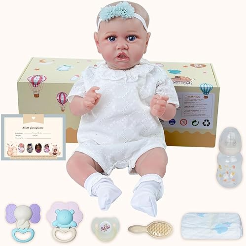Miniatura 7 de ADFO Muñecas de bebé Reborn realistas, 20 pulgadas, realista, dulce sonrisa, recién nacida, muñecas de vinilo suave con ropa y juguete, regalo para
