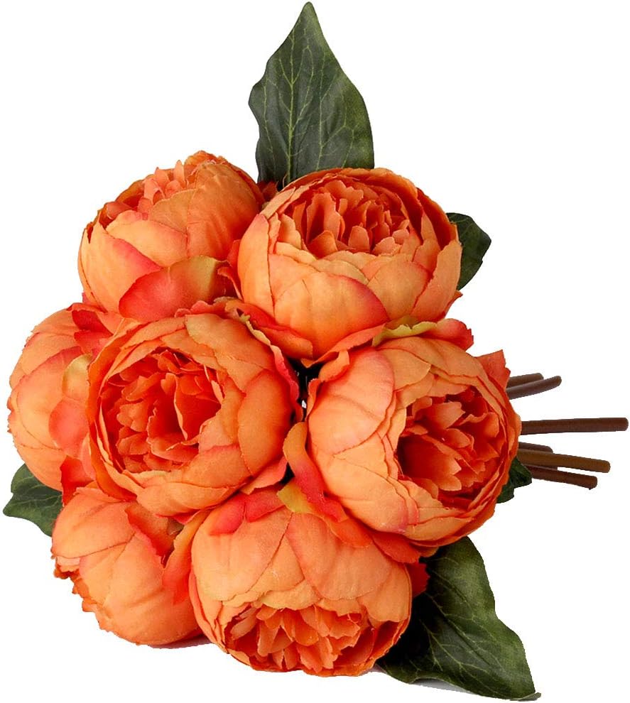 2 Packs of Artificial Peony Flowers Silk Peonies Fake Flower Bouquet Arrangements for Home Wedding Party Decoration (Blue Green，2 Packs)