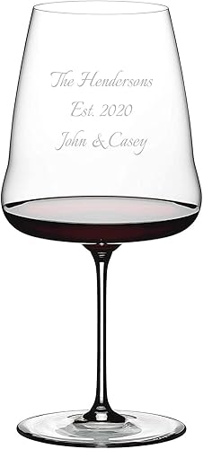 Riedel Winewings CabernetMerlot - Copa de vino personalizada grabada gigante de 33 onzas, copa de vino tinto de cristal para Cabernet Sauvignon,