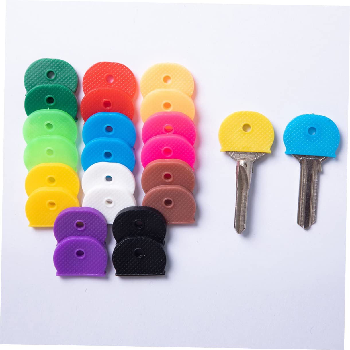 HC 30 stuks rubberen keycaps, gekleurde sleutelkapjes, afdekkingen, labels, deursleutel-identificatiehulzen, 10 kleuren, ronde vorm