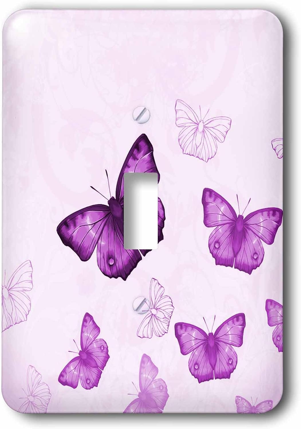 3dRose lsp_112029_1 Pretty Purple Flying Butterflies Pattern with Butterfly Silhouettes Light Switch Cover