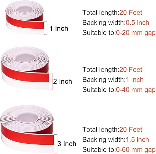Miniatura 8 de TORRAMI Burlete ancho de silicona de 3 pulgadas de ancho y 20 pies de largo, sello de tapón para puerta de granero y garaje debajo de la parte