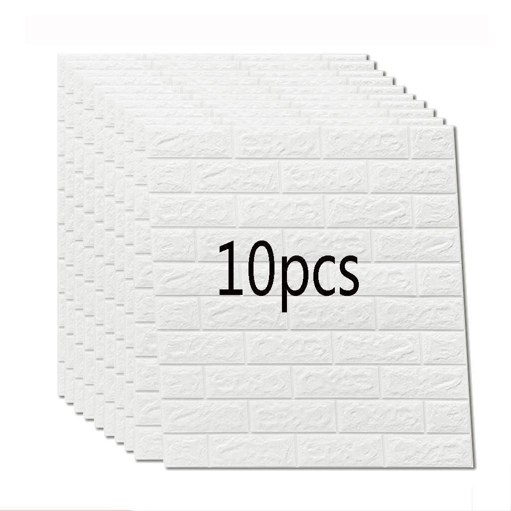 Panneau mural 3D PE brique blanc 70x77cm lot de 10pcs autocollants auto-adhésifs