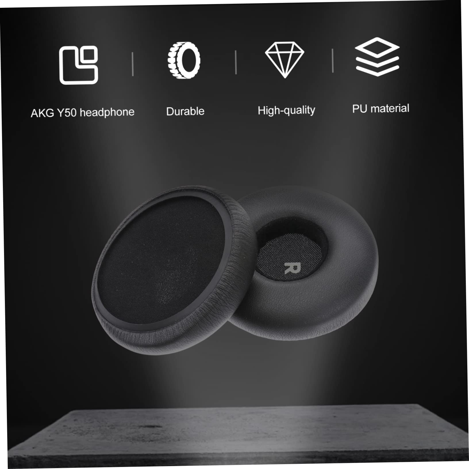 jojofuny 2piezas Cojines De Reemplazo para Auriculares Color Negro Material PU para Uso Cómodo y Duradero