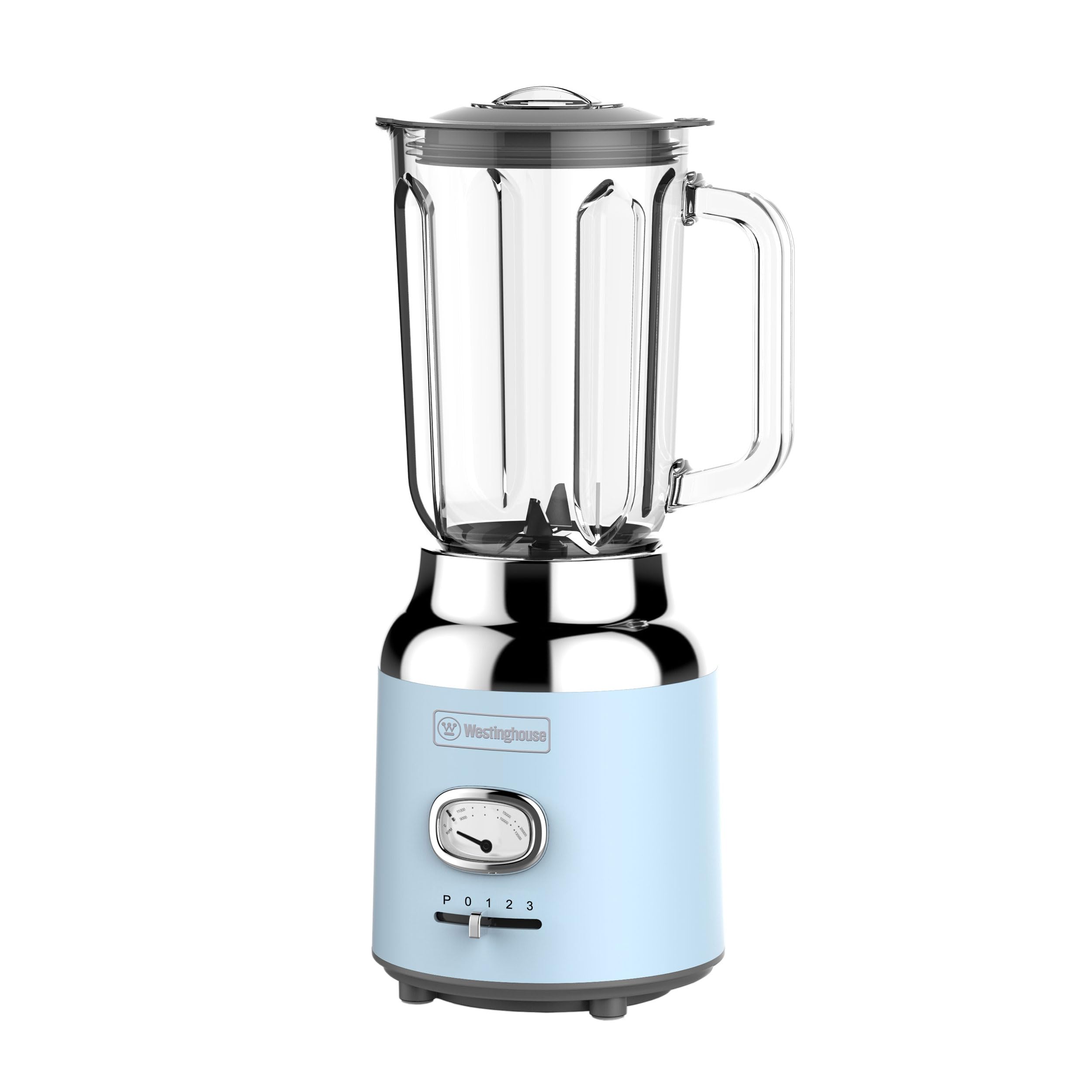 Westinghouse Retro Blender - 1,5 L - Frullatore per smoothie e tritaghiaccio - 4 velocità - Caraffa in vetro - 600 W - Azzurro