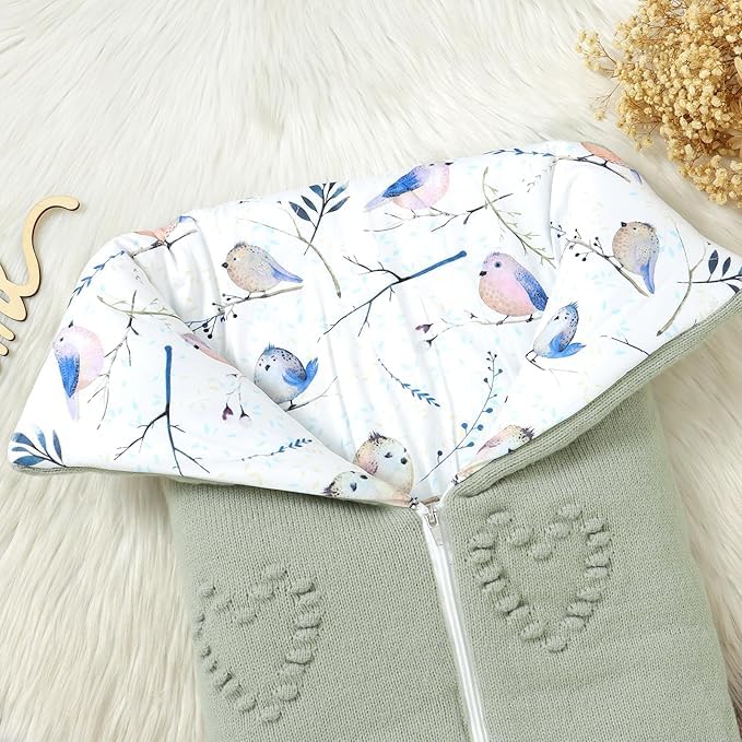 Image of Baby Winter Thick Swaddle Blankets Newborn Heart Dots Receiving Blanket Infant Soft Knit Warm Stroller Wraps for Baby Boys Girls (Green)