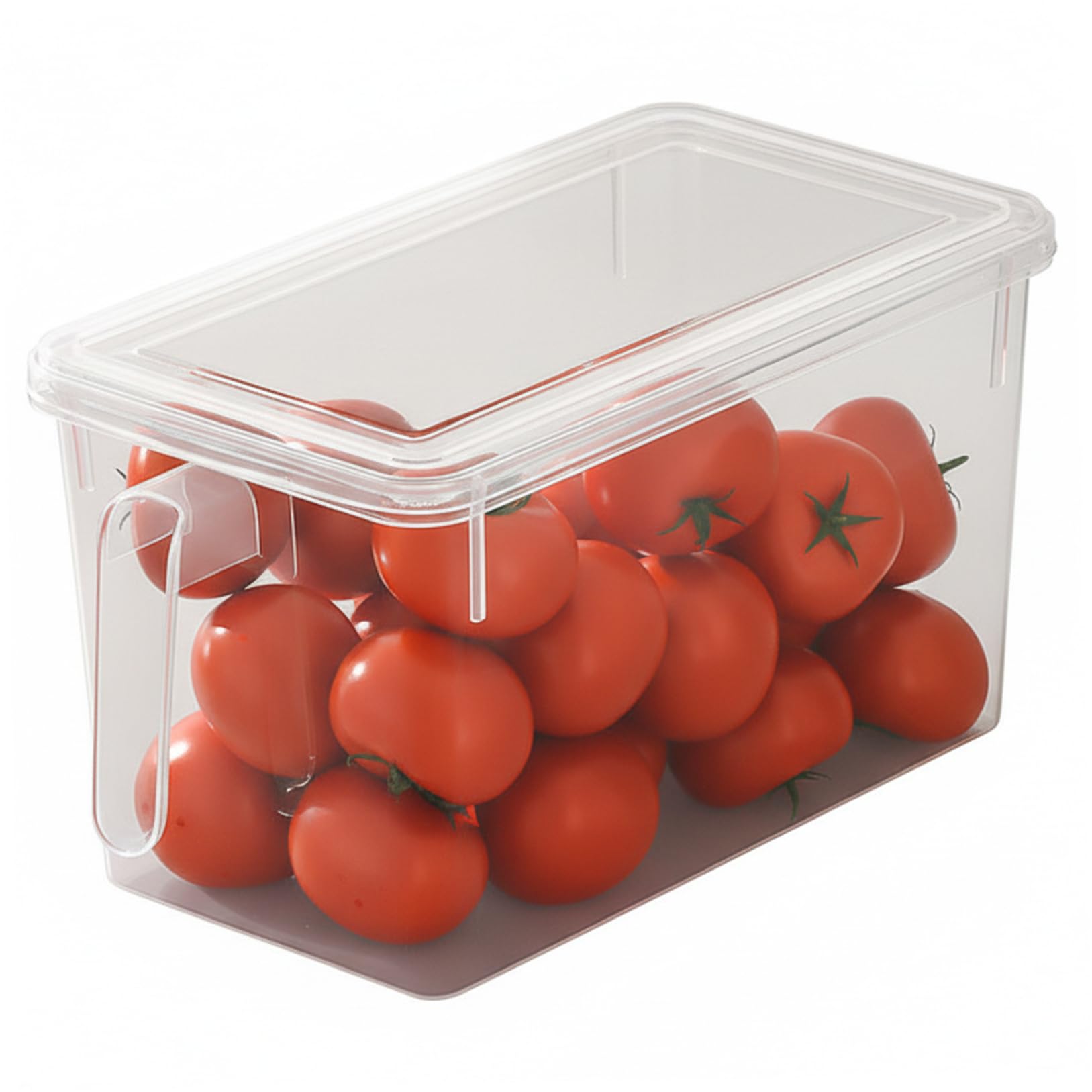 Tsawntd Freezer Storage Bin with Lid, Clear Ice Bin for Freezer - Stackable Organizer for Fruits, Vegetables and Ice Cubes, Plastic Container