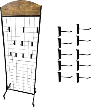 Only Hangers Portable Heavy Duty 2 x 5.5 Gridwall Art and Craft Trade Show Display Panel - Available in Black and White - Sold Individually or in a Pack of 2 Black, ARCHWOOD Design with 10 Hooks
