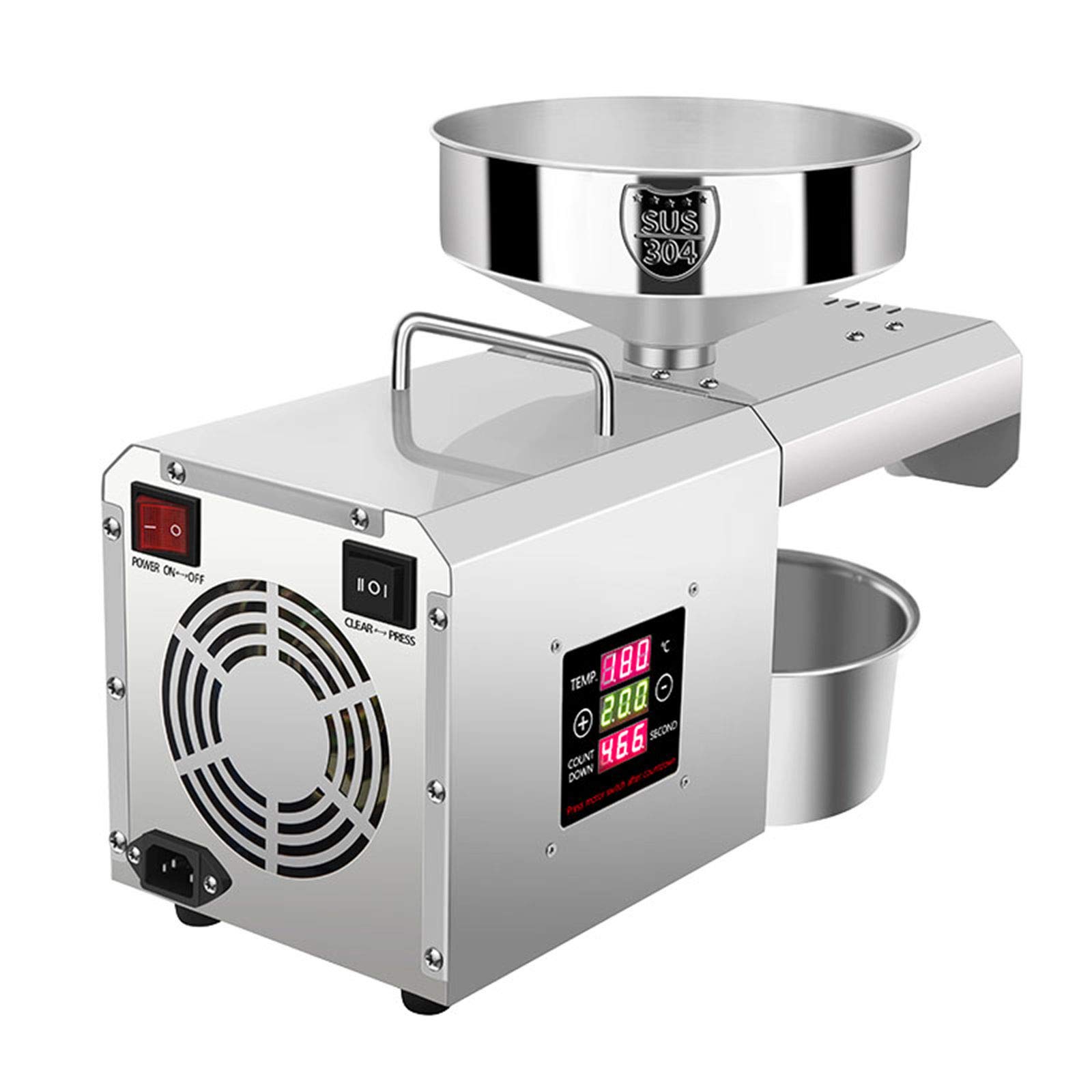 Estrattore di olio di colza automatico in acciaio inox per arachidi, soia, colza, noci, sesamo, mandorle, temperatura regolabile, 1500 W