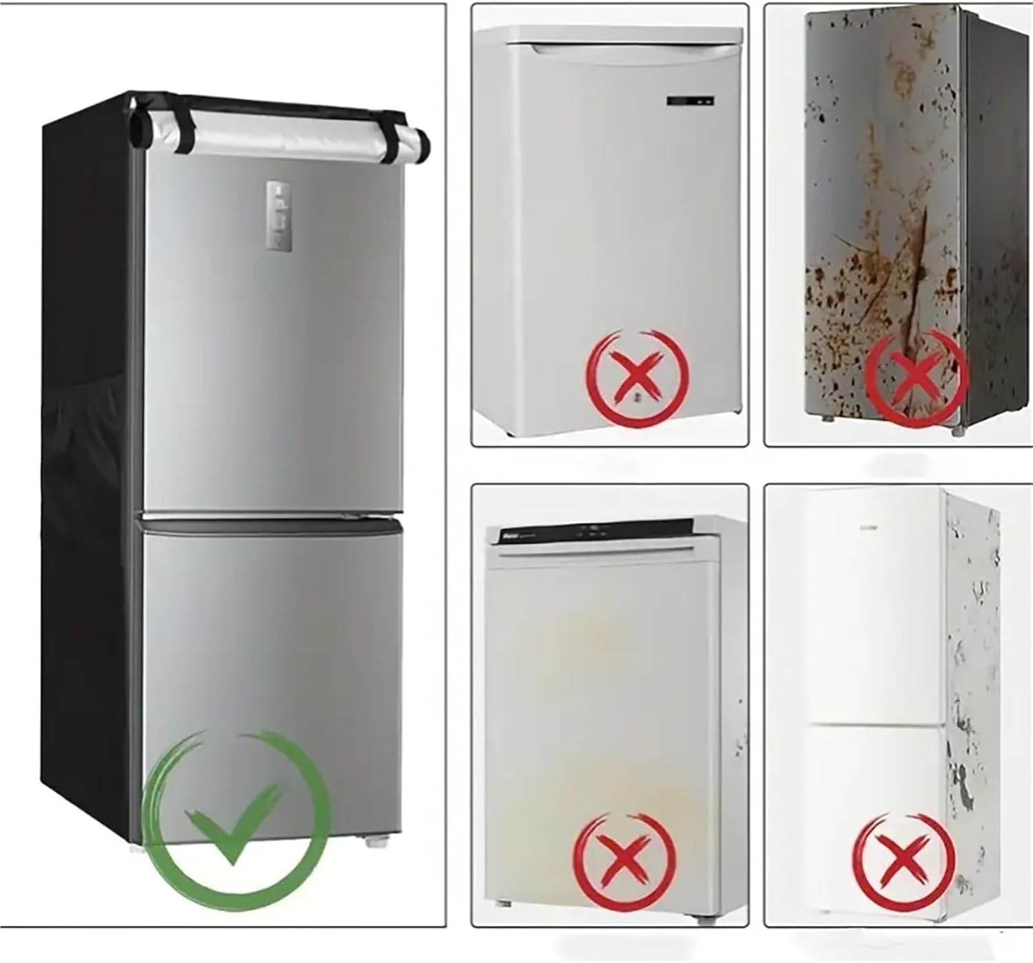 Refrigerator Dust Cover Waterproof Upright Freezer Cover Dustproof, Sun-Proof, Compact Mini Refrigerator Protector for Freezers(Black-60x75x170cm)