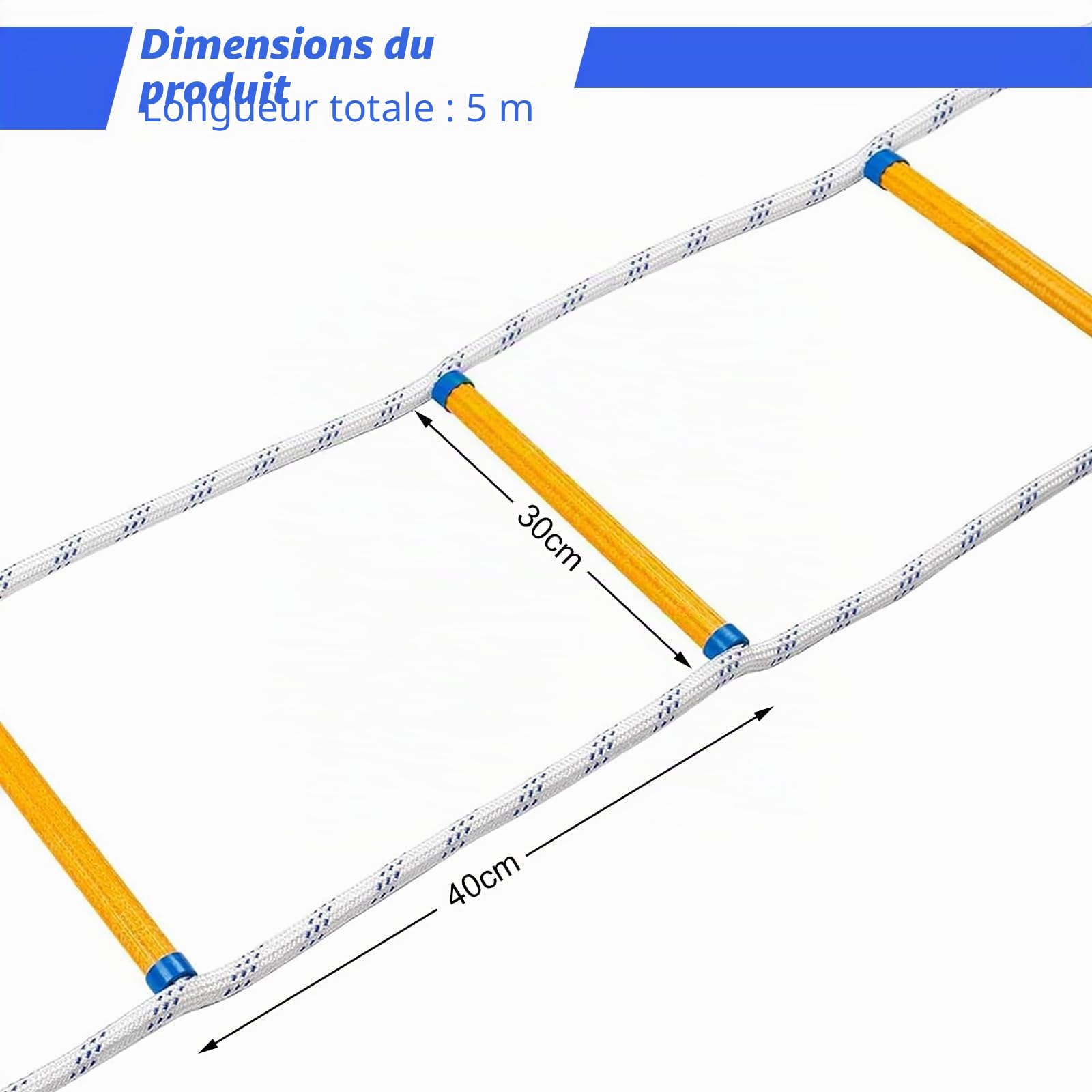 Echelles de Corde de sécurité, échelles de Secours, échelles d'incendie d'urgence, échelle Pliante Portable, echelle de Toit avec Crochet, pour fenêtre Balcon Balustrade Adultes (5m)