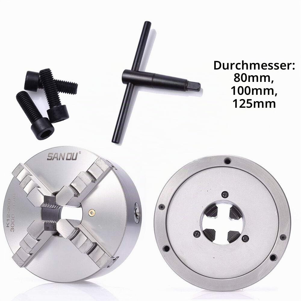 Präzisions 4 Backenfutter Vierbackenfutter Drehbankfutter Backenfutter Dreibackenfutter Drehbankfutter 80-125mm Lathe Chuck Drehmaschine (80MM)
