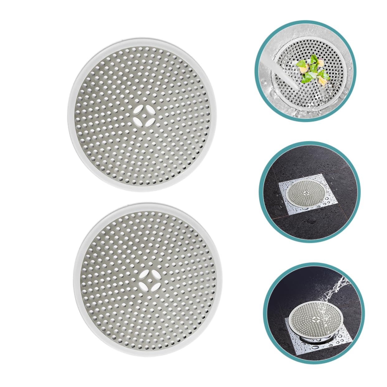 SHINEOFI 2 Series Cubierta De Drenaje De Inoxidable Fregadero Y Ducha De Desagüe De Atrapador De Cabello Sin Instalación Cocina 2 Piezas*2