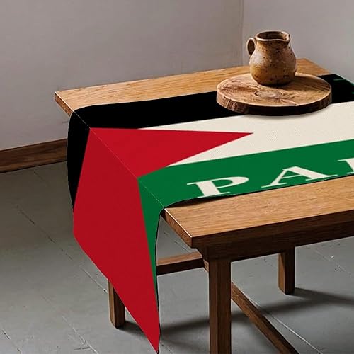 Miniatura 6 de Elegantes caminos de mesa estilo arpillera, camino de mesa de centro de Palestina, 14 x 72 pulgadas, bandera de ciudad, recuerdo, bufanda, mesa de