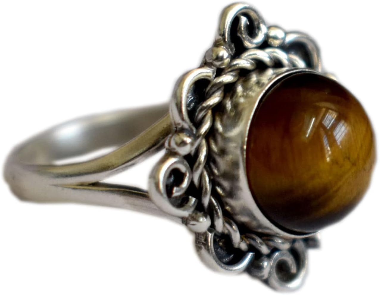 Tiger eye gemstone ring 925 sterlings silver ring women