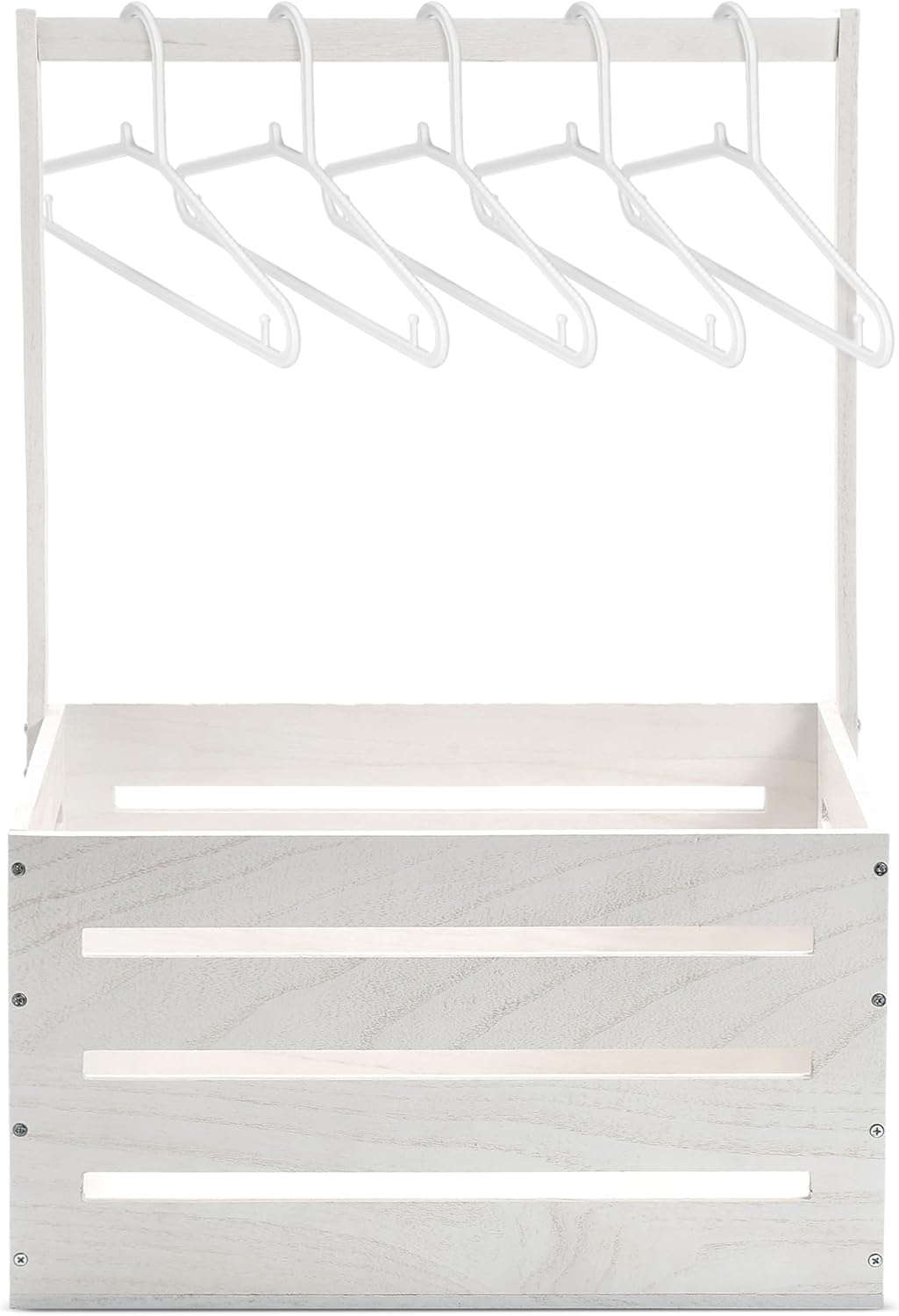 Suzile Wooden Baby Shower Crate Closet, Wood Hamper New Baby Gift Basket with Handle Gender Reveal Storage Box for Pregnancy New Parent(White,Classic)