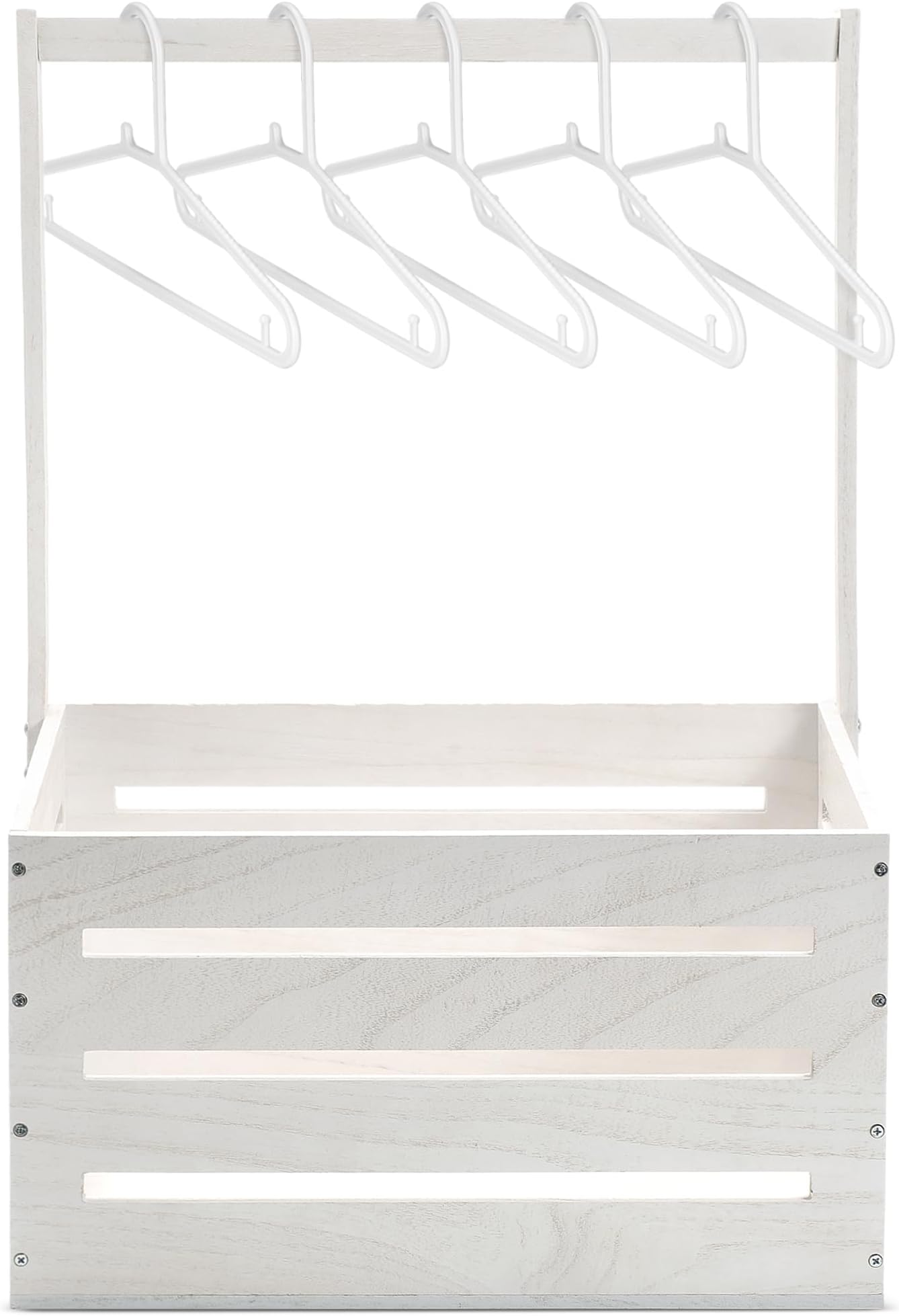 Suzile White Wooden Baby Shower Crate Closet Wood Basket for Gifts with Handle Boy Girl Clothes Gender Reveal Storage Box for Newborn New Parent (Classic)