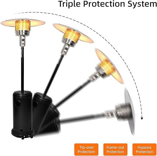 Miniatura 3 de Vilobos Calentador de patio al aire libre, calentador de gas propano LP con ruedas de 87 pulgadas de alto para patio comercial y residencial