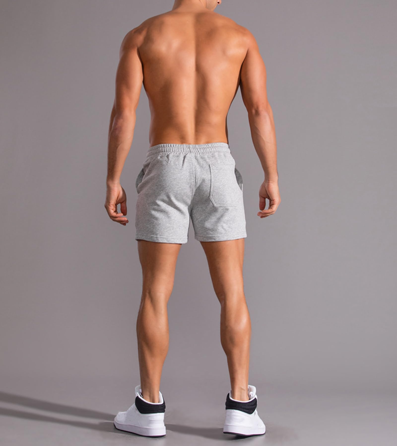 Short de SurvêTement DéContracté en Coton pour Homme, Short D'EntraîNement de Gym de Détente AthléTique pour Homme avec Poches