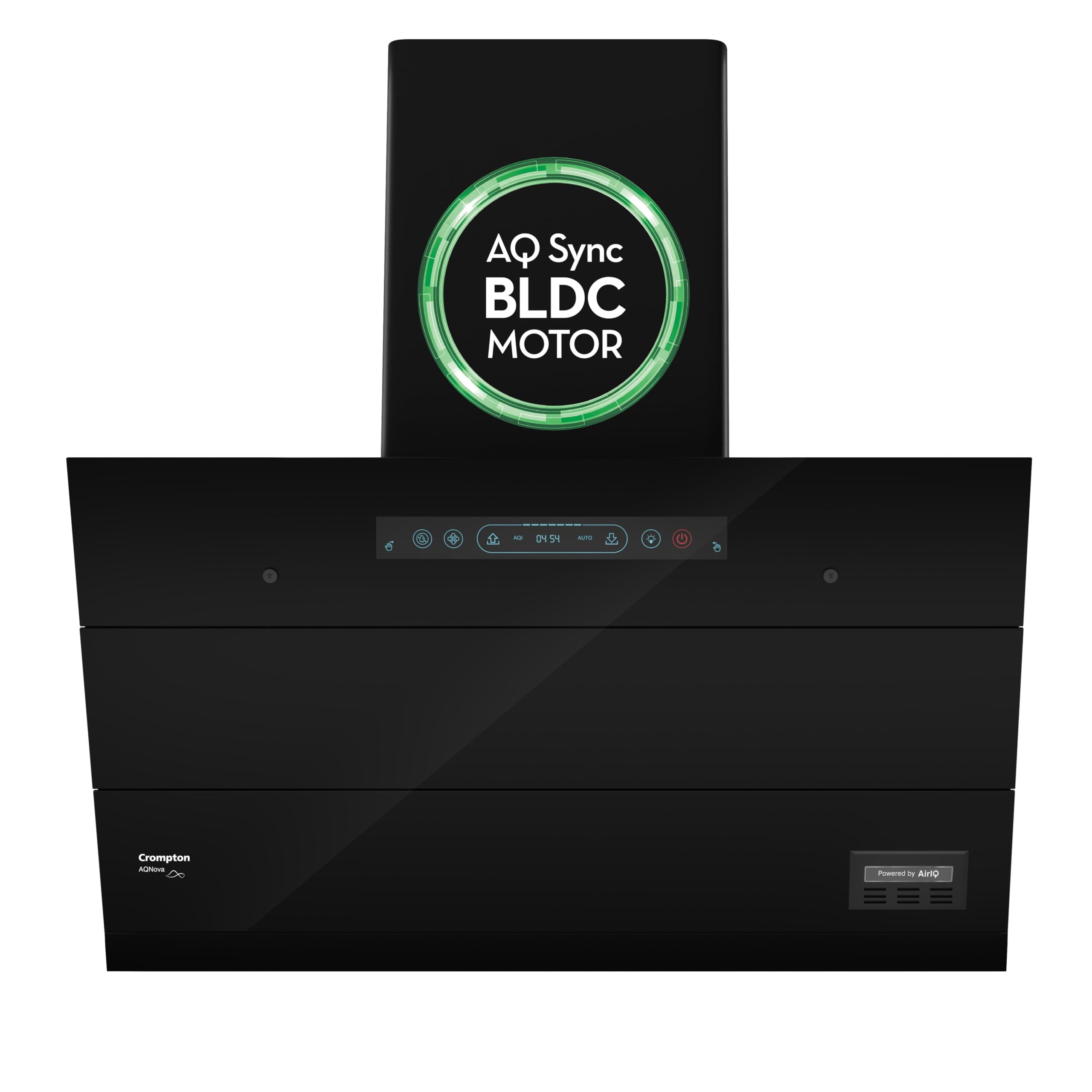 Crompton AQNova BLDC 1800m3/hr 75 cm Slant Chimney|AirIQ technology|Adaptive suction| Intelligent Autoclean|Motion Sensor|15Yrs Motor & 4Yrs Overall Warranty|(Black)|Free Installation & Ducting kit