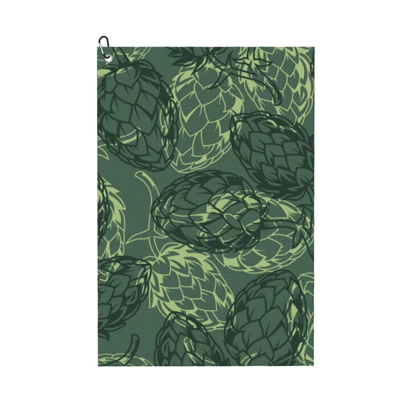Hnnkloy Vintage Beer Hops Leaves, 16x24 in Portable Waffle Golf Towels with Carabiner Clip for Golf Bag