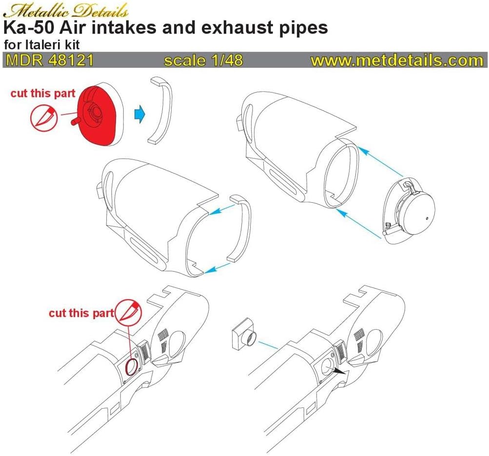 Metallic Details MDR48121-1/48 Ka-50 Air intakes, Exhaust Pipes Italeri/Revell