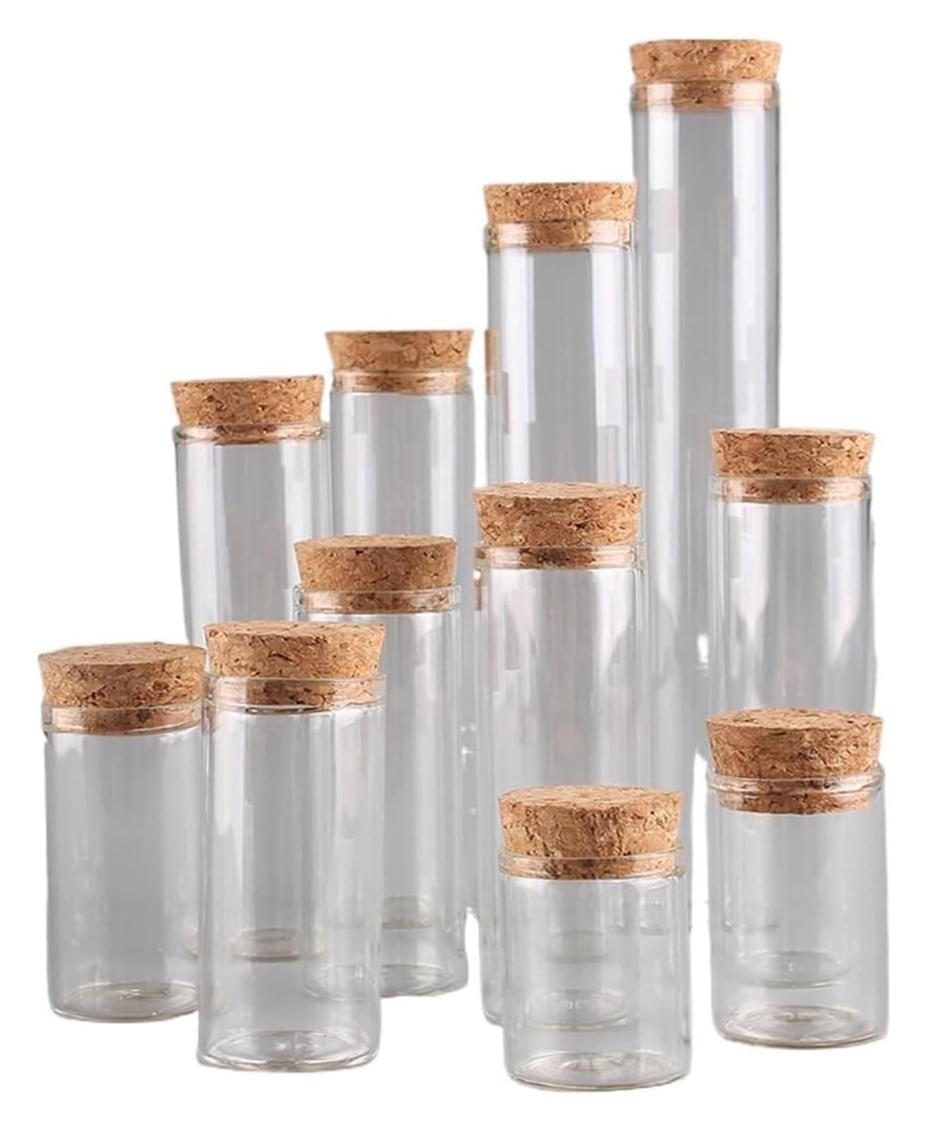 Tubos de ensayo de Vidrio Transparente, Paquete de 12 Tubos ensayo Vidrio con tapón Corcho 15 a 60 ml for Manualidades(100ml)