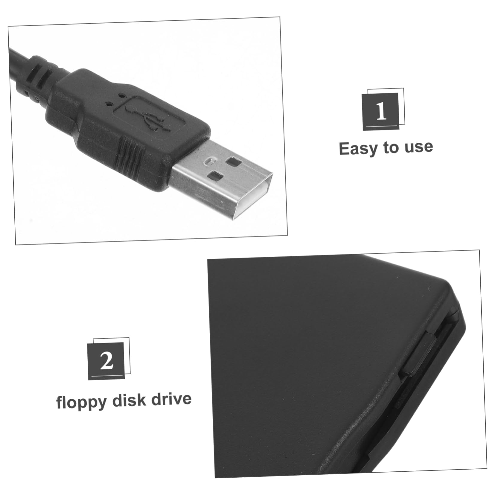 Mipcase Lettore Floppy Disk Esterno USB 2.0 Portatile, Compatibile con Sistemi Operativi, per Computer Portatile e Desktop, Nero Abs